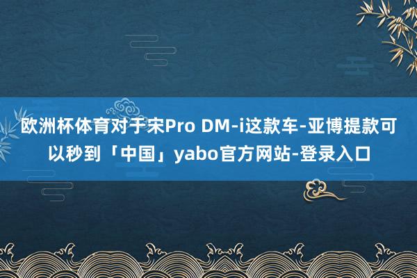 欧洲杯体育对于宋Pro DM-i这款车-亚博提款可以秒到「中国」yabo官方网站-登录入口