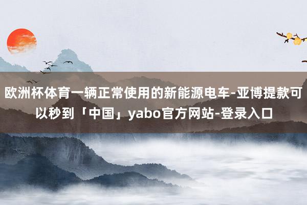 欧洲杯体育一辆正常使用的新能源电车-亚博提款可以秒到「中国」yabo官方网站-登录入口