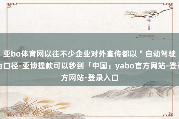 亚bo体育网以往不少企业对外宣传都以＂自动驾驶＂行为口径-亚博提款可以秒到「中国」yabo官方网站-登录入口