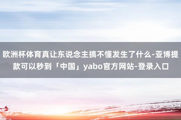 欧洲杯体育真让东说念主搞不懂发生了什么-亚博提款可以秒到「中国」yabo官方网站-登录入口