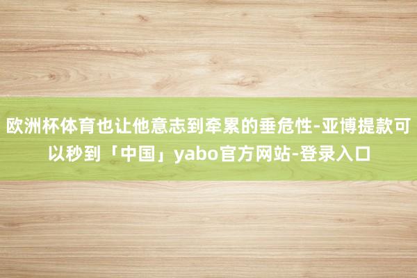 欧洲杯体育也让他意志到牵累的垂危性-亚博提款可以秒到「中国」yabo官方网站-登录入口